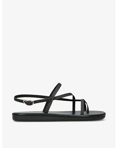 Ancient Greek Sandals Alethea-strap Flat Leather Flip Flops - Black