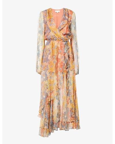 Caroline Constas Vivian Abstract-print Silk-blend Maxi Dress - Natural