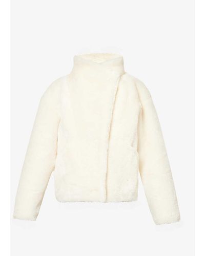 FRAME Funnel-neck Faux-fur Jacket - White