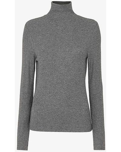 Whistles Essential Ribbed Knitted Top - Grey