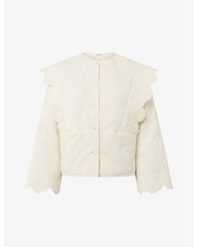 Nué Notes Earl Floral-embroidered Quilted Cotton Jacket - White