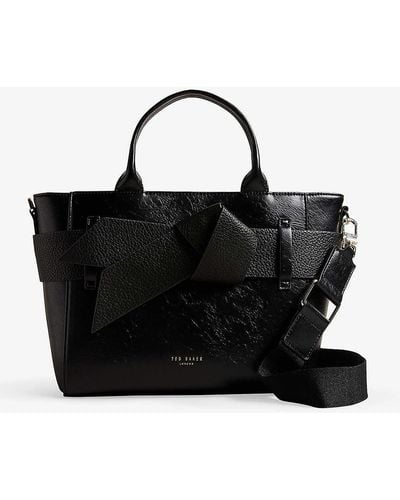 Ted Baker Jimsa Bow-detail Faux-leather Bag - Black