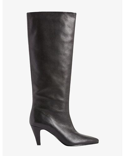 Claudie Pierlot Pointed-toe Leather Knee-high Boots - Black