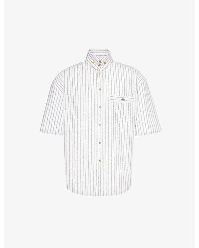 Vivienne Westwood Krall Logo-embroidered Striped Cotton Shirt - White