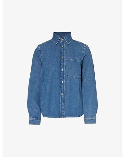 With Nothing Underneath The Classic Long-sleeved Organic Denim-blend Shirt - Blue