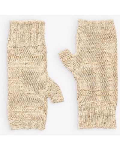 Soeur Winter Knitted Linen-blend Fingerless Gloves - Natural