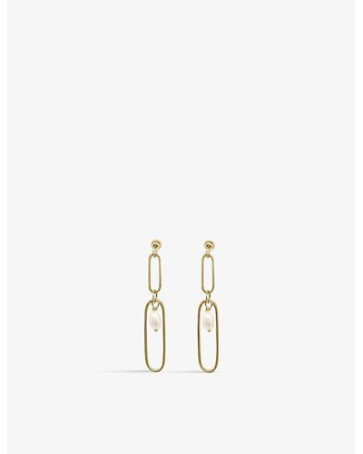The Alkemistry Poppy Finch Long Link 14ct- And Pearl Drop Earrings - Natural