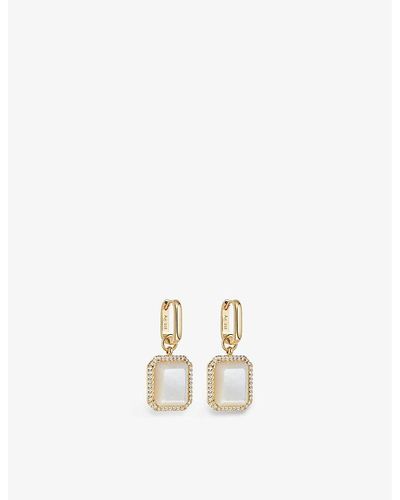 Astley Clarke Ottima 18ct Yellow Gold-plated Vermeil Sterling Silver, Mother-of-pearl And White Sapphire Drop Earrings - Metallic