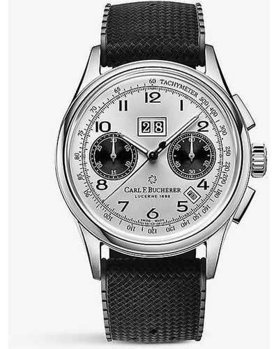 Carl F. Bucherer 00.10803.08.12.01 Heritage Bicompax Annual Stainless-steel And Rubber Automatic Watch - White