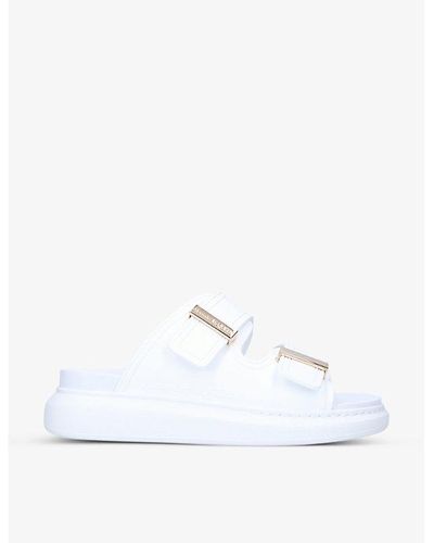 Alexander McQueen Hybrid Double-buckle Leather Sliders - White