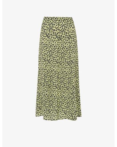Whistles Buttercup Floral-print Woven Midi Skirt - Green