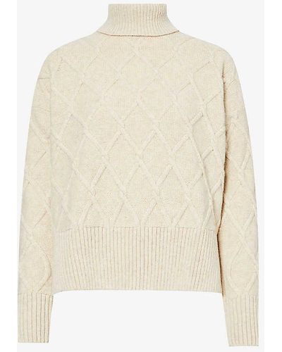 Barbour Perch Turtle-neck Wool-blend Jumper - White