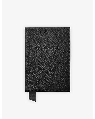 Aspinal of London Logo-print Grained-leather Passport Cover - Black