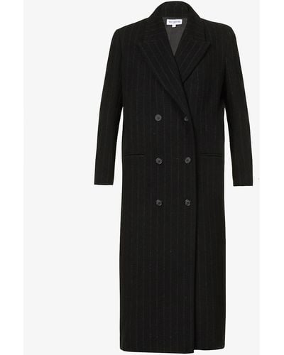 Musier Paris Paula Stripe-print Wool-blend Coat - Black
