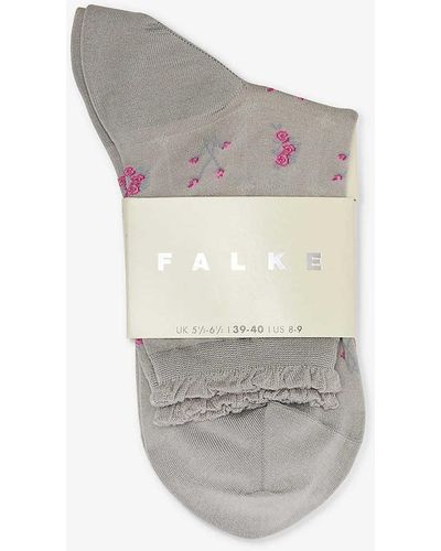 FALKE Ruffle-trim Cotton-blend Knitted Socks - Grey