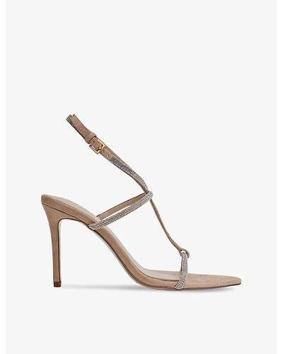 Reiss Julie Crystal-embellished Leather And Suede Heeled Sandals - White