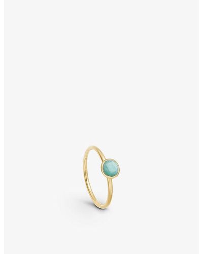 Astley Clarke Mini Stilla 18ct Yellow Gold-plated Sterling Silver And Amazonite Ring - Metallic