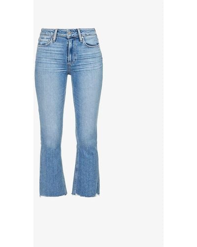 PAIGE Colette Cropped Flared High-rise Stretch-denim Jeans - Blue