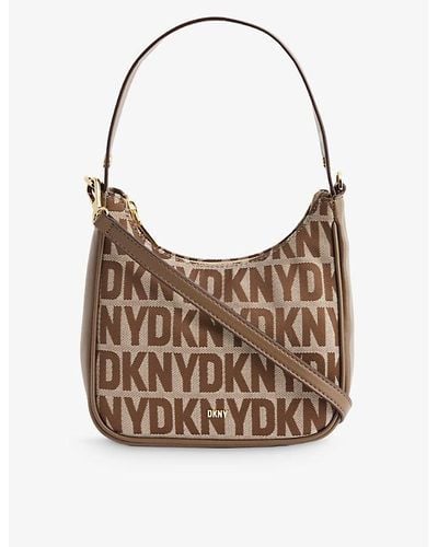 DKNY Alexa Monogram-print Woven Cross-body Bag - Brown