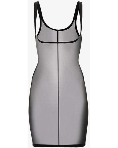 Wolford Sleeveless Scoop-neck Stretch-tulle Mini Dress - Grey