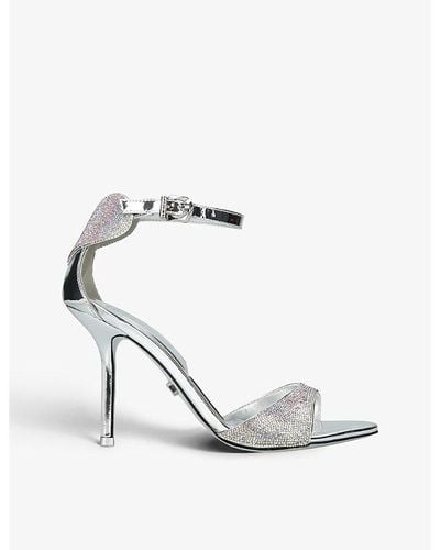 Carvela Kurt Geiger Amore Crystal-embellished Faux-leather Heeled Sandals - White