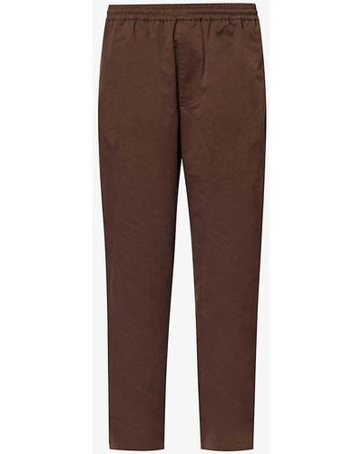 ICECREAM Branded-tab Straight-leg Mid-rise Cotton Trousers - Brown