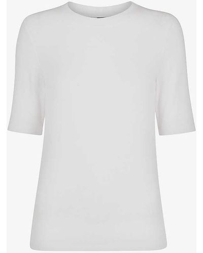 Whistles Essential Crew-neck Ribbed Stretch-woven T-shirt - White
