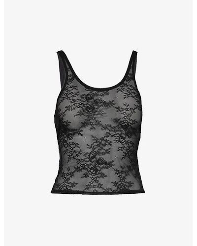 Bec & Bridge Avenida Slim-fit Stretch-lace Top - Black