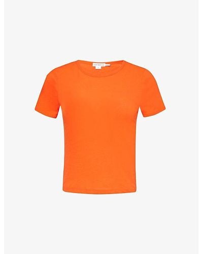 GOOD AMERICAN Round-neck Slim-fit Cotton-jersey T-shirt - Orange