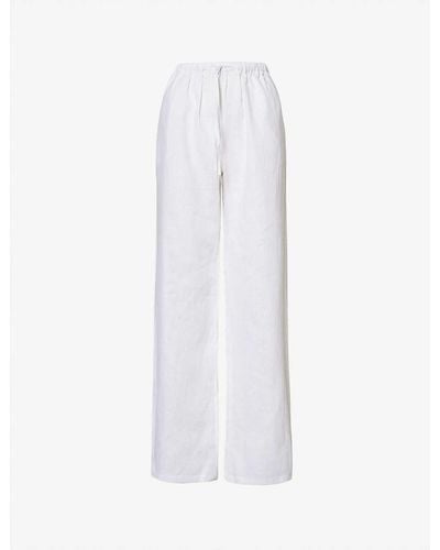 AEXAE Straight-leg Mid-rise Linen Trousers - White