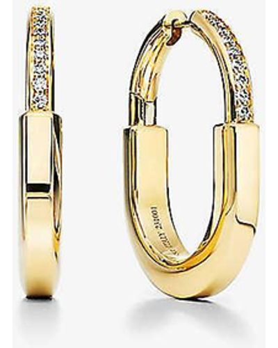 Tiffany & Co. Lock 18ct Yellow-gold And 0.19ct Diamond Earrings - Metallic
