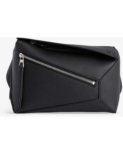Loewe Puzzle Edge Brand-debossed Small Leather Bum Bag - Black