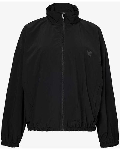 Alexander Wang Coaches Brand-print Shell Jacket - Black
