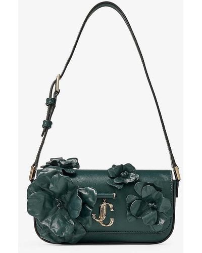 Jimmy Choo Avenue Floral-appliqué Mini Leather Shoulder Bag - Green
