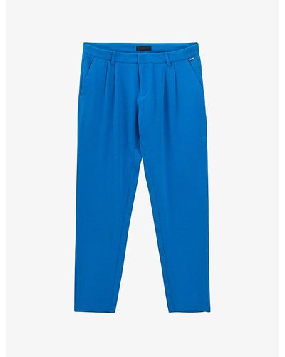 IKKS Straight-leg Mid-rise Darted Woven Pants - Blue