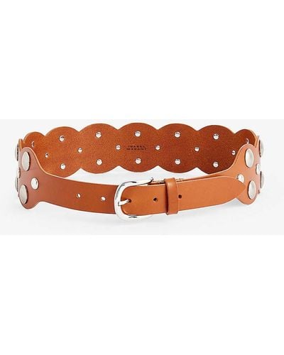 Isabel Marant Agia Stud-embellished Leather Belt - Orange