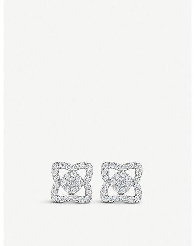 De Beers Enchanted Lotus 18ct White-gold And Diamond Earrings