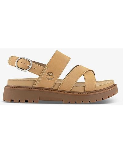 Timberland Clairemont Logo-debossed Leather Sandals - White