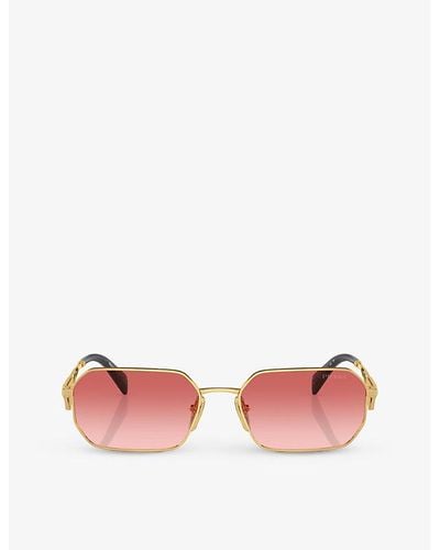 Prada Pr A51s Irregular-frame Metal Sunglasses - Pink
