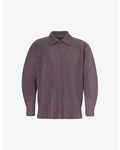 Homme Plissé Issey Miyake Pleated Relaxed-fit Knitted Polo Shirt - Purple