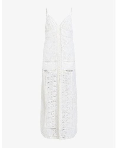 AllSaints Dhalia Embroidered Organic-cotton And Modal Midi Dress - White