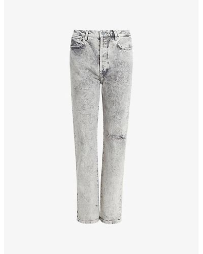 AllSaints Edie Straight-leg High-rise Stretch-denim Jeans - Grey