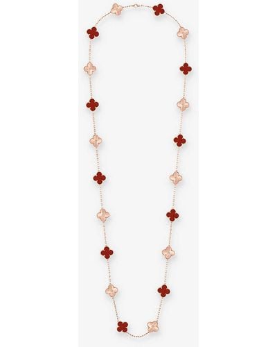 Van Cleef & Arpels Vintage Alhambra 18ct Rose-gold And Carnelian Charm Necklace - Natural