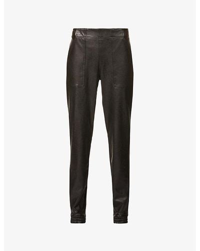 Spanx Leather Like Tapered-leg Mid-rise Stretch Faux-leather jogging Botto - Black