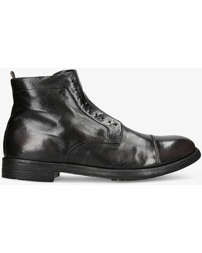 Officine Creative Hive No-lace Leather Ankle Boots - Black