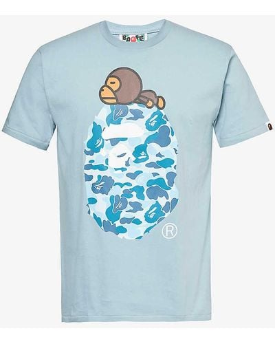 A Bathing Ape Baby Milo Graphic-print Cotton-jersey T-shirt - Blue