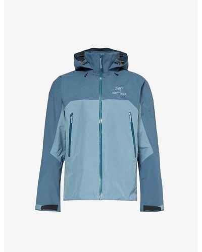 Arc'teryx Beta Brand-print Relaxed-fit Shell Hooded Jacket X - Blue