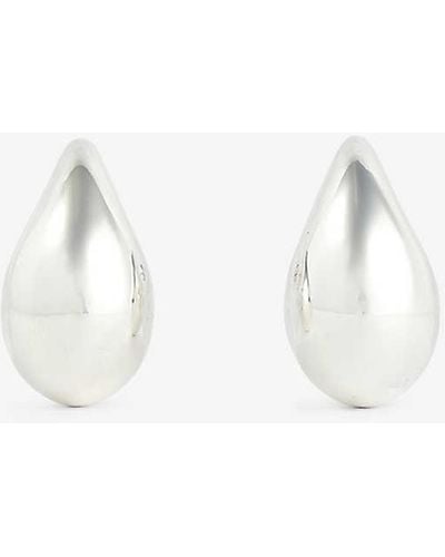 Bottega Veneta Drop Logo-engraved Sterling- Earrings - White
