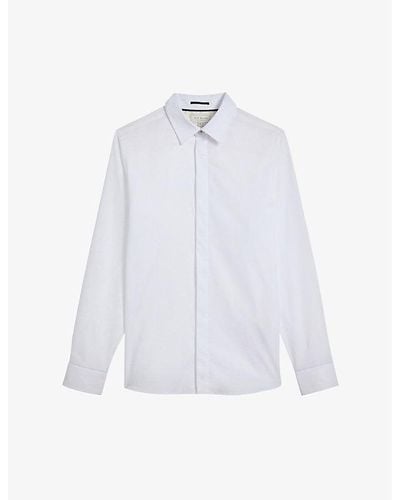 Ted Baker Witone Herringbone Slim-fit Stretch-cotton Shirt - White