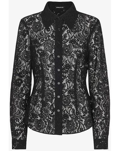 Whistles Lucy Lace Shirt - Black